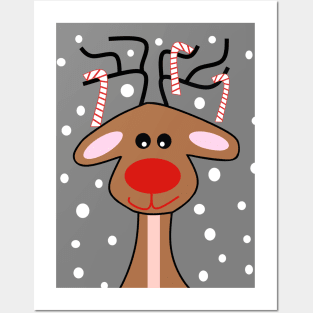 MERRY Christmas Red Nose Reindeer  - Cute Reindeer Art Posters and Art